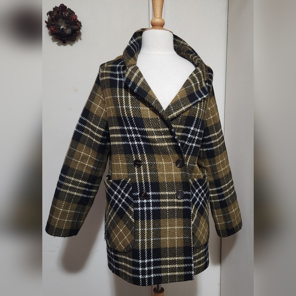 See U Soon Plaid Wool Blend Double Breasted Jacket Size Small - Picture 2 of 6